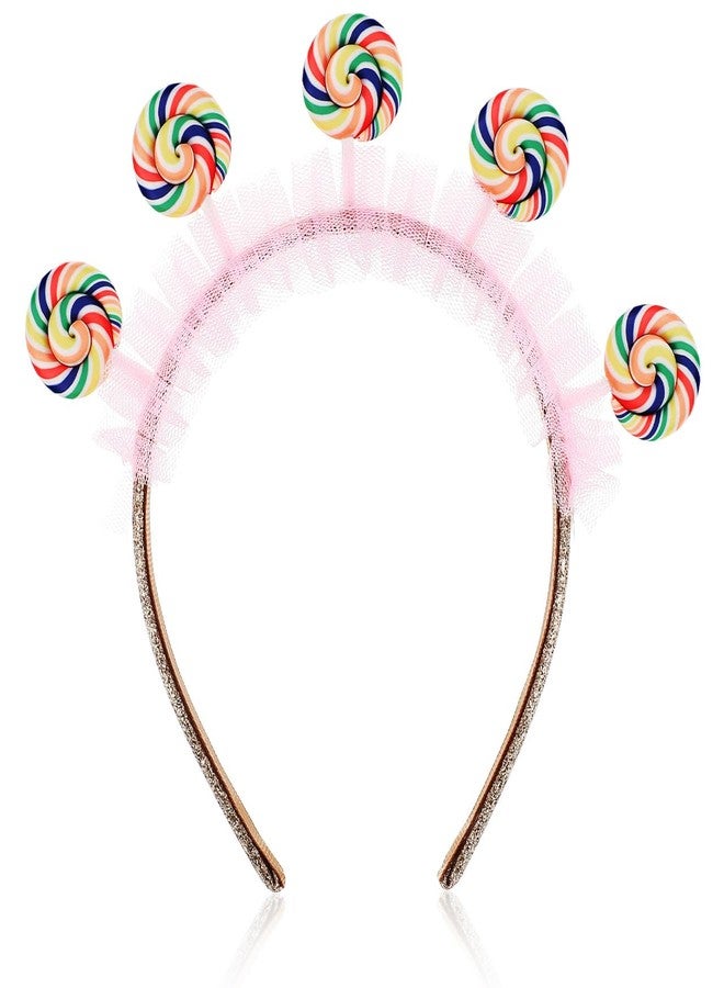 Yardwe Lollipop Headband for Kids Candy Headband Party Hair Accessories with Cartoon Design Pink Toddler Hairband for Birthday and Daily Wear - Image 1